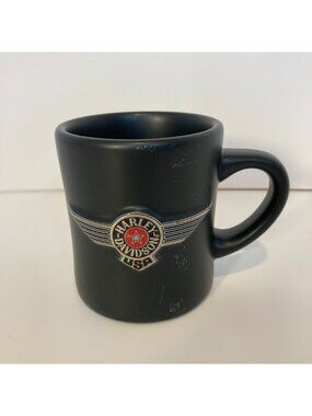 Harley-Davidson USA Ceramic Coffee Mug Cup Matte Black Official Silver Wing Logo